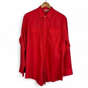 Red western pearl snap shirt